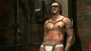 Sexy strong gay hunk gets tied tight porn video